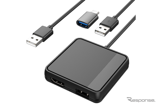 「CarPlay接続」に対応するメインユニットのUSB端子をHDMI入力端子へと変換できるアダプター(カシムラ・Smart Car Player Input)。