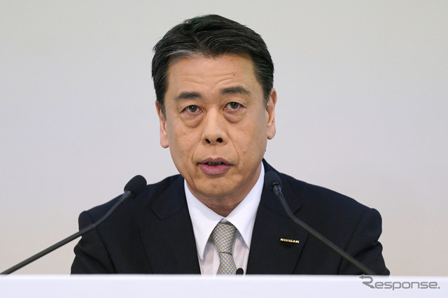 オンラインで決算発表する日産の内田誠社長(2020年7月)