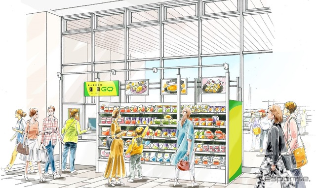 東北自動車道の蓮田サービスエリア(上り線)の省スペース型の無人販売店「蓮田GO」のイメージ