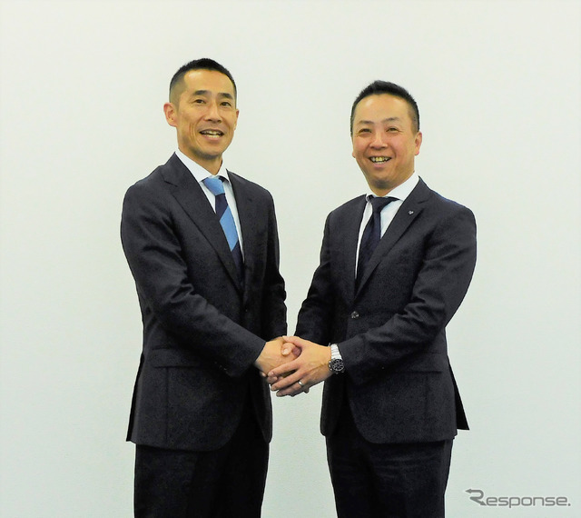 エコモーション代表取締役 中野亮太氏（左）、SGムービング代表取締役社長 角本 高章氏（右）