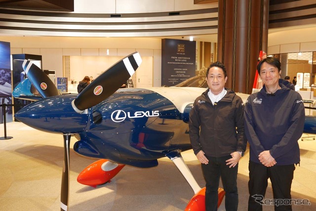 「LEXUS/PATHFINDER AIR RACING」のテクニカルコーディネーターの中江雄亮氏(左)と、同コマーシャルディレクターの堤稔氏