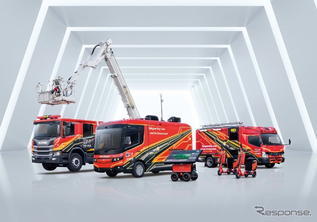 モリタのMVF21、EV指揮車、指揮卓、EV消防ポンプ自動車、EV巡回車