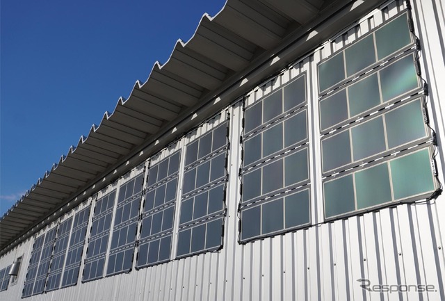 実際に安城工場敷地内施設に設置されたペロブスカイト太陽電池