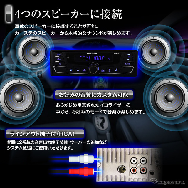 スタイリッシュデザインの1DINサイズのBluetooth搭載メディアプレーヤー「1DIN011」