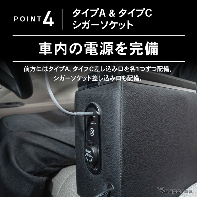 シートの隙間に入れ込むだけで収納と電源をカンタンに増設、クラフトワークスから『デリカミニ』系列車専用コンソールボックス登場