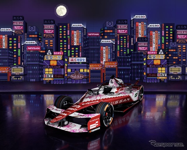 桜デザイン(リバリー)の東京E-Prix用日産フォーミュラEマシン
