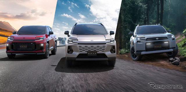 トヨタ RAV4 新型、左からGR SPORT、CORE、Adventure