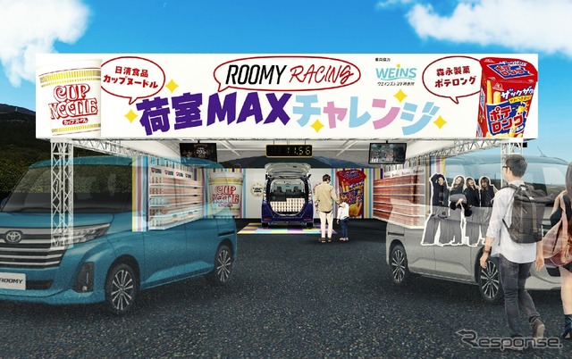 「ROOMY Racing」ブースでルーミーを使った荷室マックスチャレンジイベント開催