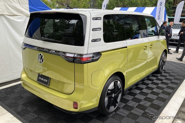 VW ID. Buzz 欧州仕様(写真は2024年、JAIAカーボンニュートラル促進イベント in 東京:行幸通り)
