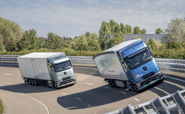 メルセデスベンツ『eActros 600』(右)と『Actros L with ProCabin』