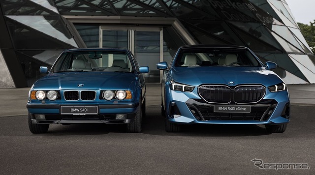 BMW「540i xDriveレガシィエディション」(右)と3代目5シリーズの540i