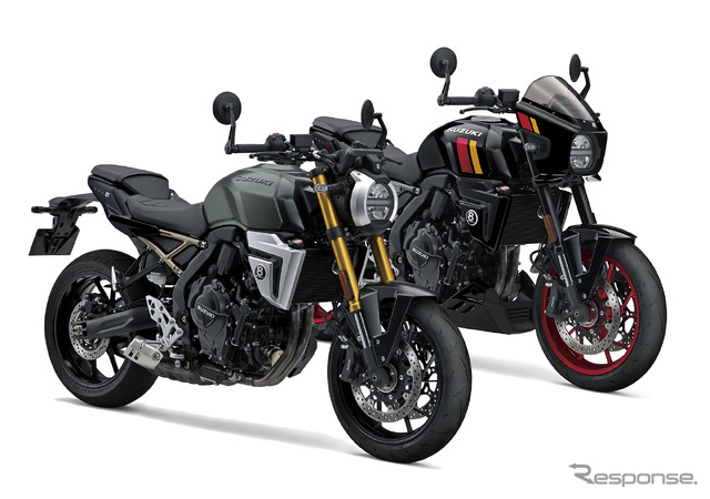 スズキの新型ネオレトロスポーツ『 GSX-8T』(手前)と『GSX-8TT』(奥)