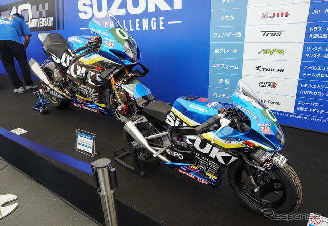 ホンモノの8耐マシン「チームCNチャレンジ」のGSX-R1000Rと「CNチャレンジミニ」(手前)