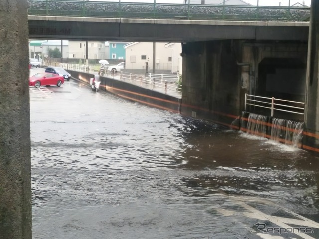 冠水したアンダーパス