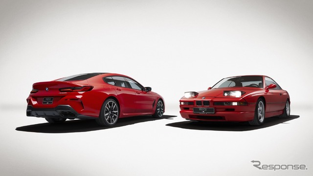 BMW M850i エディション M ヘリテージ(左)と初代8シリーズ