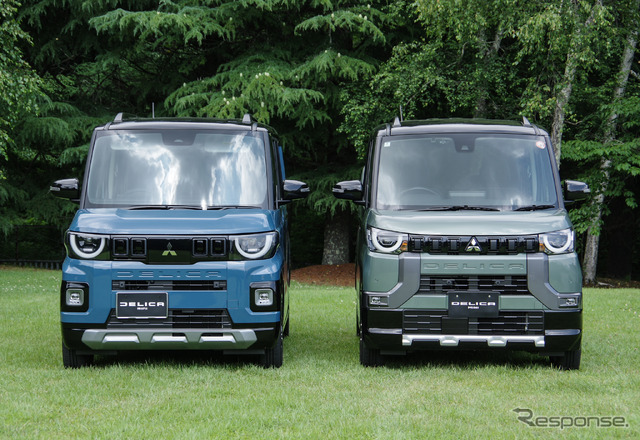 三菱 デリカミニ 新型(左)と従来型(右)のフロントマスク