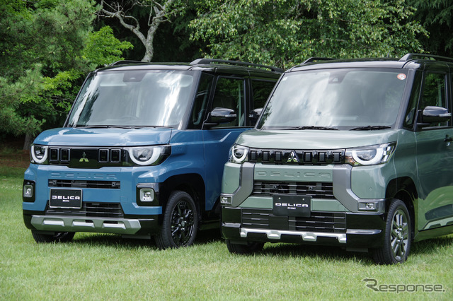 三菱 デリカミニ 新型(左)と従来型(右)のフロントマスク