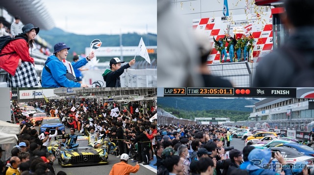 スーパー耐久第3戦「富士24時間レース」歓喜に沸くレース終了直後の様子