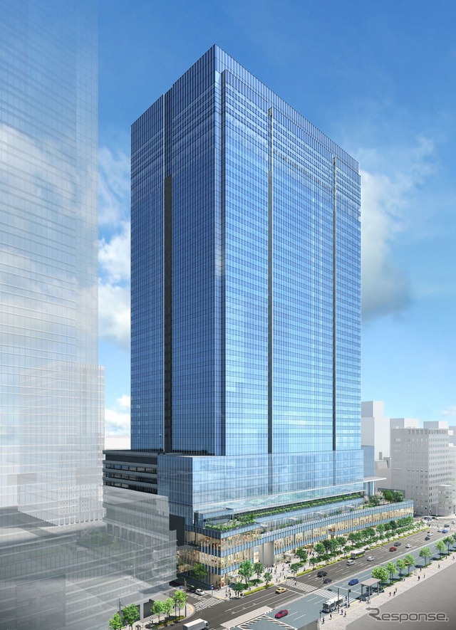 「八重洲二丁目中地区第一種市街地再開発事業」外観イメージパース（東京駅八重洲口側）