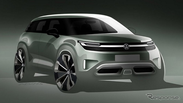 VWの次世代コンパクト電動SUVのスケッチ