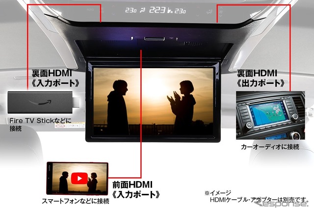 MAXWINの40系『アルファード/ヴェルファイア』専用13.3インチ有機ELフリップダウンモニター