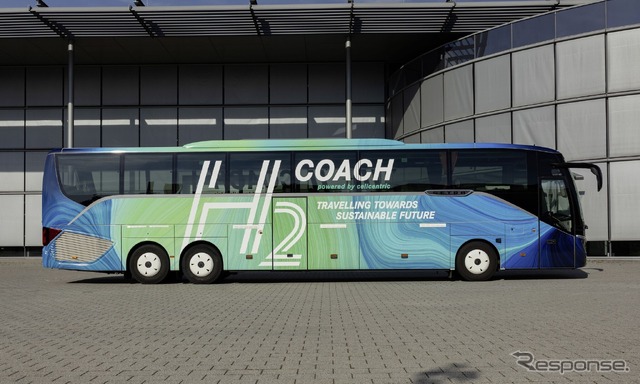 セトラブランド初となる水素燃料電池駆動の観光バス「H2コーチ」のテスト車両