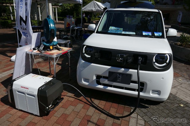 正式発表前で試乗はできなかったがホンダ「N-ONE e:」を展示された