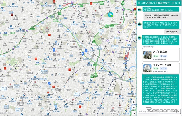 「AIを活用した不動産提案サービス」画面イメージ