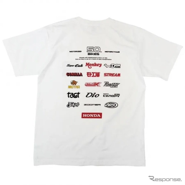 ホンダの50ccの名車たちのロゴを集めた特別Tシャツ「50cc BIKES」