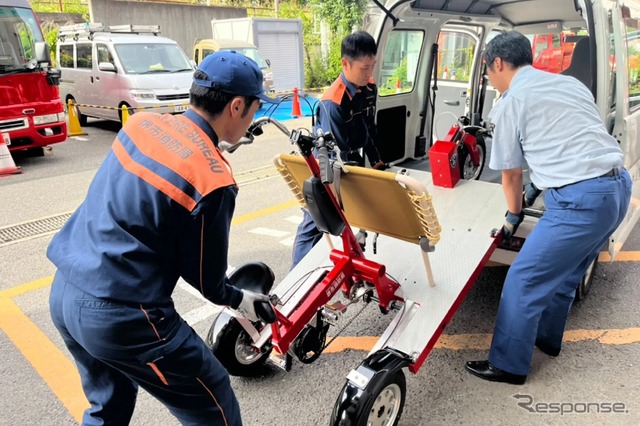 サカイサイクルのレスキューバイク:軽自動車に積載可能。派遣先への移動も容易