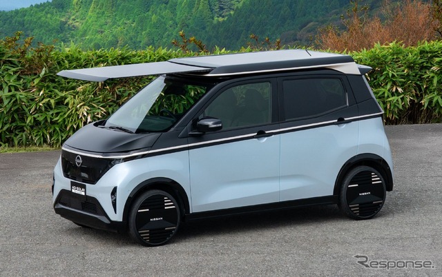 日産サクラの電動スライド式ソーラーシステム「Ao-Solar Extender(あおぞら エクステンダー)」搭載プロトタイプ