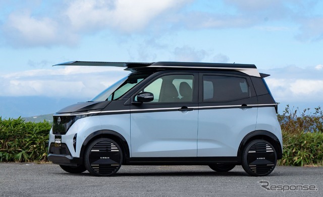 日産サクラの電動スライド式ソーラーシステム「Ao-Solar Extender(あおぞら エクステンダー)」搭載プロトタイプ