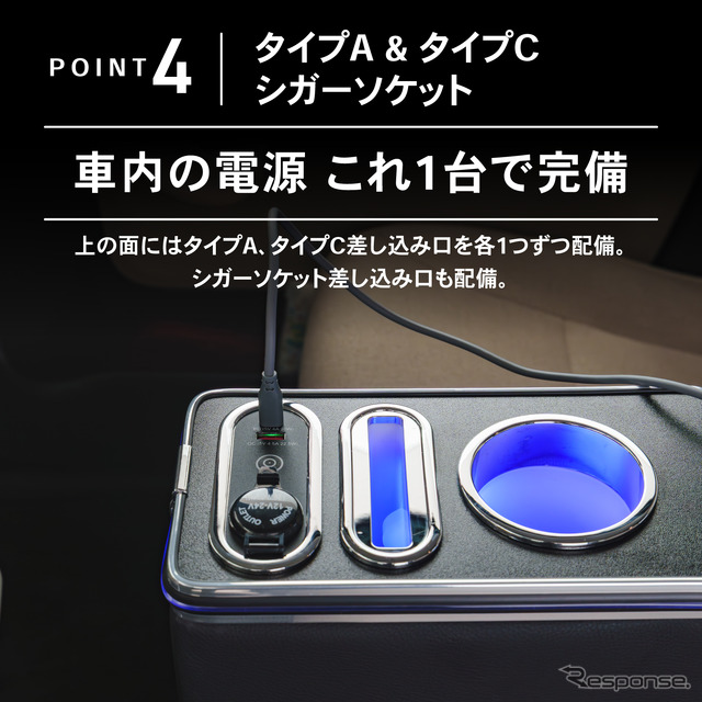 クラフトワークスのダイハツ『ムーヴキャンバス』専用LEDアームレスト/コンソールボックス