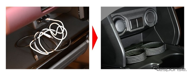 マグネットタイプでは、磁力でケーブルをすっきりと簡単にまとめられ、スマートに収納可能