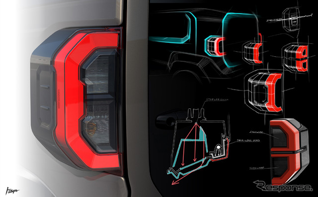 トヨタ ランドクルーザーFJのリアコンビネーションランプのデザインスケッチ