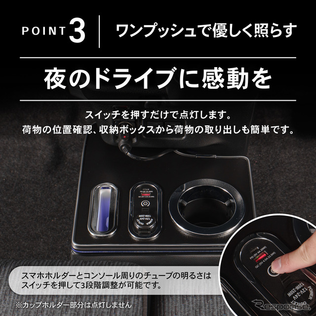 クラフトワークスの新型ダイハツ『ムーヴ』専用LEDコンソールボックス