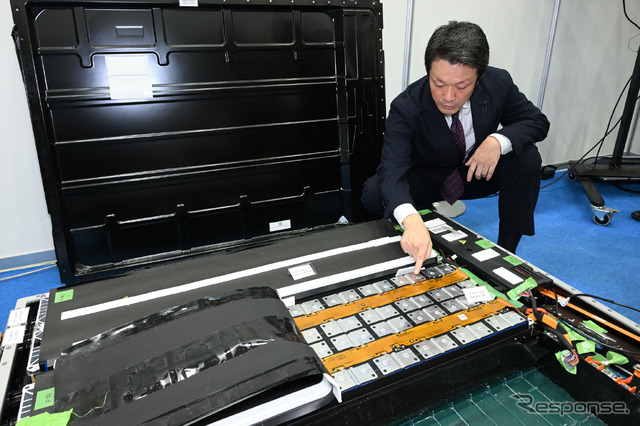 「AVATR12」のバッテリーモジュール。「コストダウンが徹底している」と山本教授は分析する
