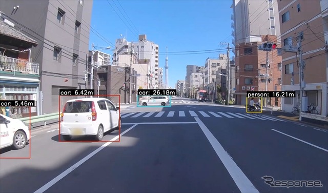 撮影しているカメラから任意の被写体（車両、人など）までの距離を数値で表示し、それらの距離をより視覚的に明確化