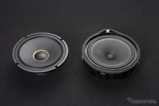 carrozzeria TS-C1740S（左）／純正スピーカー（右）の比較