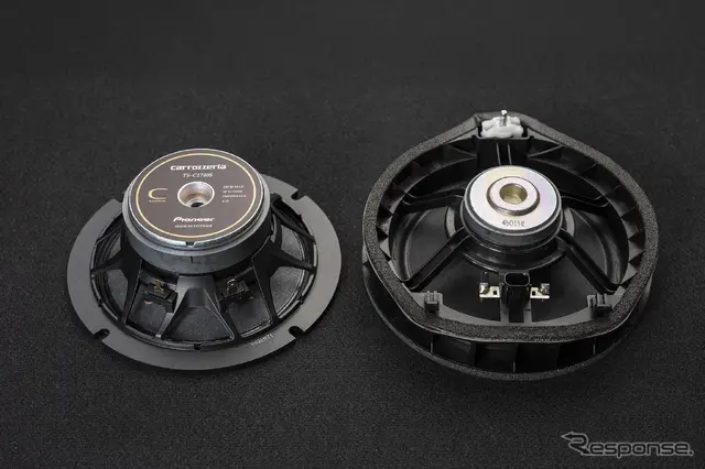 carrozzeria TS-C1740S（左）／純正スピーカー（右）の比較