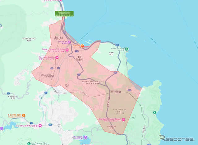 静岡県：伊東市 のサービス対象エリア