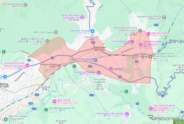 長野県：軽井沢町のサービス対象エリア