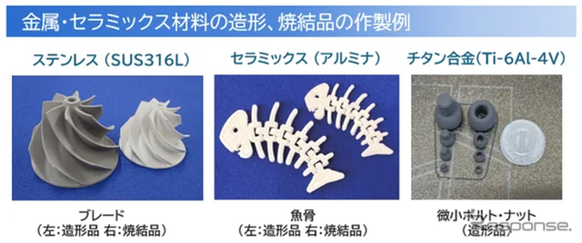 さまざまな材料の金属・セラミックス造形品、焼結品例
