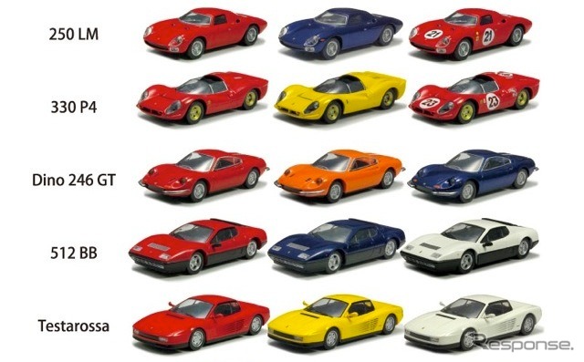京商ミニカーコレクション第7弾、フェラーリ10車種31種類を発売
