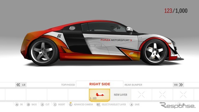 側面のリアタイヤ回りからサイドスカートの辺りにさらなるカラーリングが施された。(C) 2009 Microsoft Corporation. All Rights Reserved.