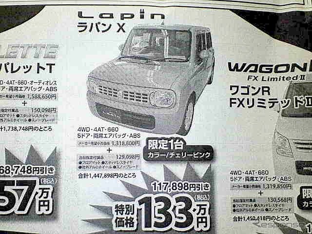 ●ラパン X ●スズキジーワイ株式会社0155-22-6211 ●スズキアリーナ帯広0155-28-2525 ●11/14、11/15 ●メルモ