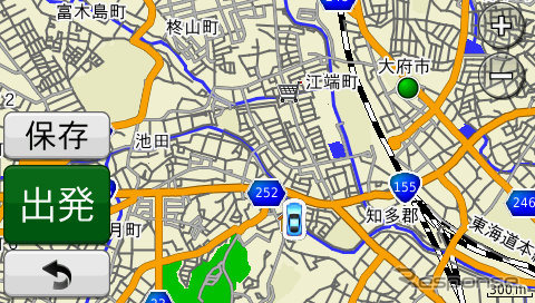 多くのナビと同じように、スクロールさせると2D表示に切り替わる。地図がシンプルなおかげでスクロールは非常に速い。