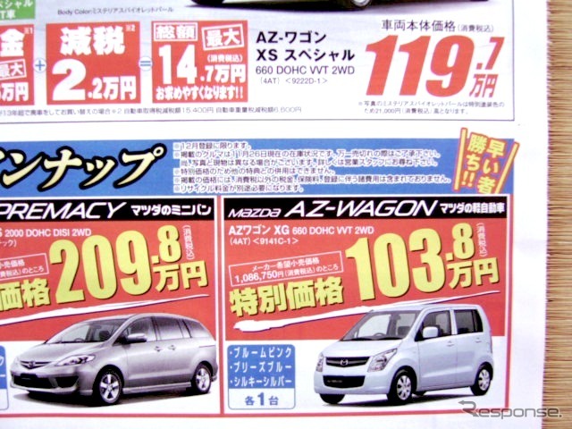 ●AZワゴンXG ●新潟マツダ ●三条店0256-34-3173、 吉田店0256-92-7881、 他8店 ●12/5,6 ●perito