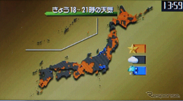 ワンセグでの画面。残念ながらワンセグ放送ではモニターの鮮明度はフルに表示できない。右上の時刻を見ればその鮮明さがわかるはずだ