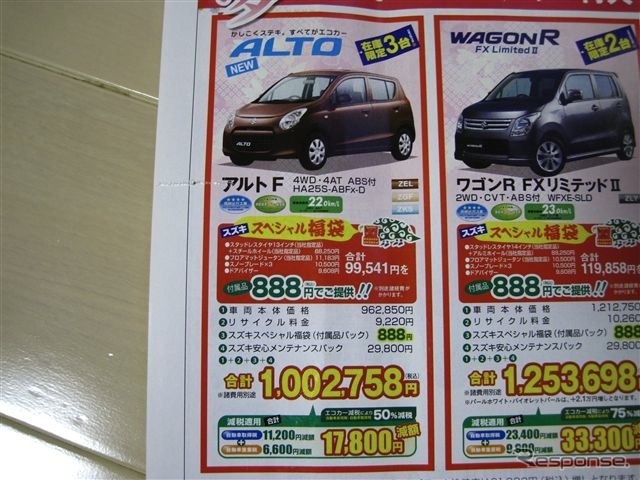 ●アルトF ●釧路スズキ販売 ●本社0154-24-3915 ●1/8〜1/11 ●ひなごろ